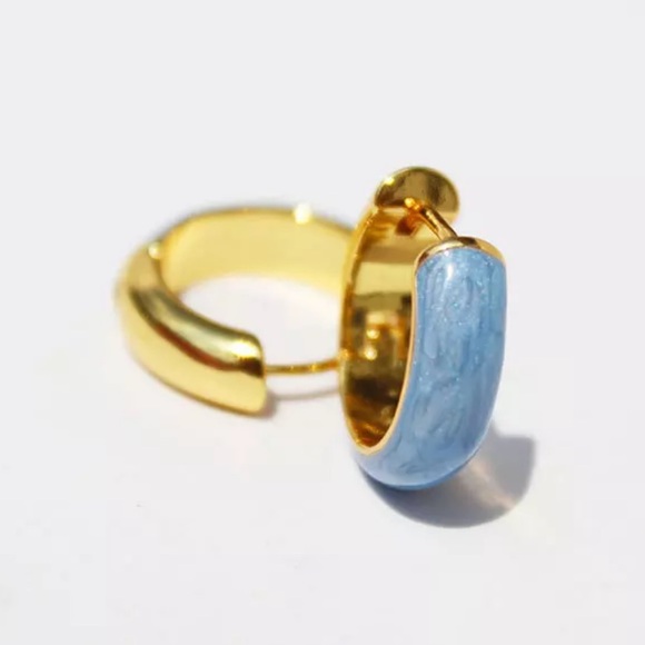 GP Blue Enamel Thick hoop earrings - Picture 3 of 4